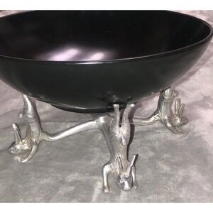 VTG Arthur Court Aluminum Four Rabbits Doing Handstand  12" Bowl Stand‎  1986